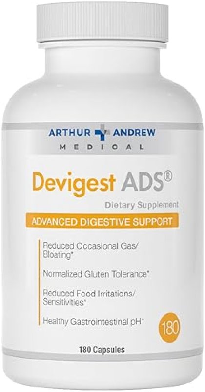 ARTHUR ANDREW MEDICAL DEVIGEST ADS ADVANCED DIGESTIVE SUPPORT - LACTOSE INTOLERANCE RELIEF, VEGAN, 180 CAPSULES