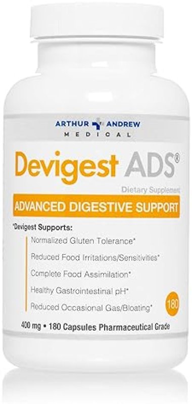 ARTHUR ANDREW MEDICAL DEVIGEST ADS DIGESTIVE ENZYME SUPPLEMENT - LACTOSE CASEIN RELIEF, VEGAN, 180 CAPSULES