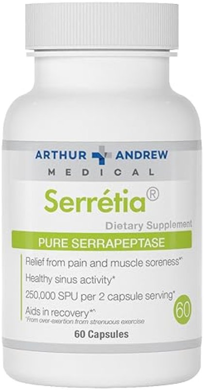 SERRETIA SERRAPEPTASE BY ARTHUR ANDREW MEDICAL MUSCLE SINUS SUPPORT FORMULA, 60 CAPSULES