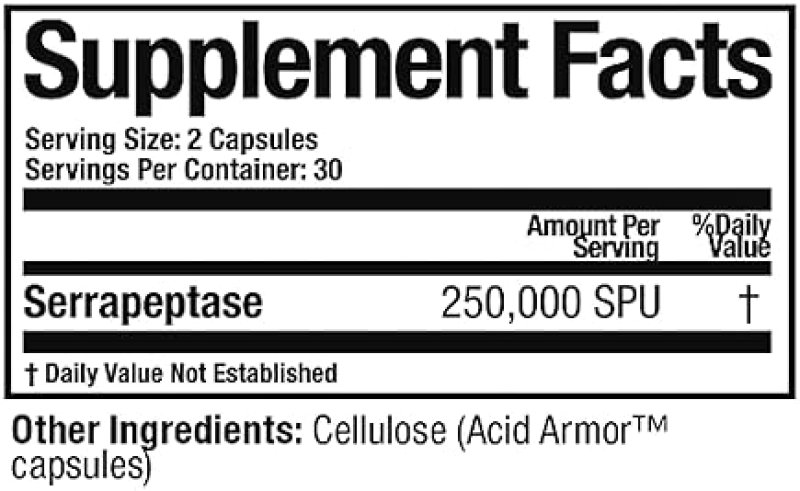 SERRETIA SERRAPEPTASE BY ARTHUR ANDREW MEDICAL MUSCLE SINUS SUPPORT FORMULA, 60 CAPSULES
