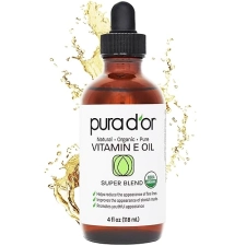 PURA DOR ORGANIC VITAMIN E OIL 4OZ USDA CERTIFIED MOISTURIZER FOR FACE, BODY, HAIR BATH