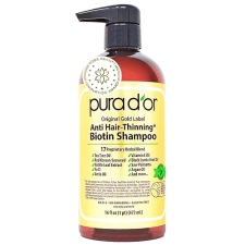 PURA DOR ANTI-THINNING SHAMPOO WITH BIOTIN ARGAN OIL, SULFATE-FREE, 16OZ, FOR THICKER HAIR