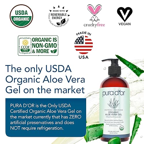PURA DOR LAVENDER, NATURAL, HYDRATING FOR SKIN HAIR, SUNBURN RELIEF