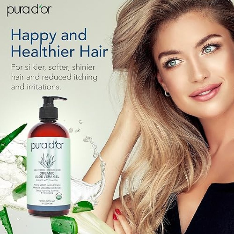PURA DOR LAVENDER, NATURAL, HYDRATING FOR SKIN HAIR, SUNBURN RELIEF