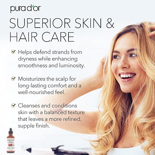PURA DOR COLD-PRESSED, HEXANE-FREE, USDA CERTIFIED FOR HAIR, LASHES SKIN