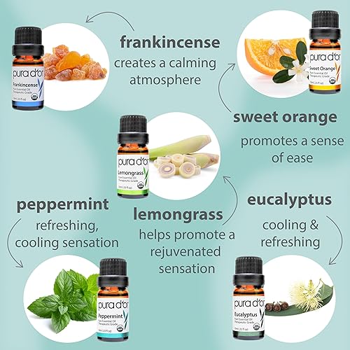 PURA DOR ORGANIC ESSENTIAL OILS SET 10X10ML PURE AROMATHERAPY GIFT, RELAXATION WELLNESS