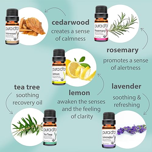 PURA DOR ORGANIC ESSENTIAL OILS SET 10X10ML PURE AROMATHERAPY GIFT, RELAXATION WELLNESS