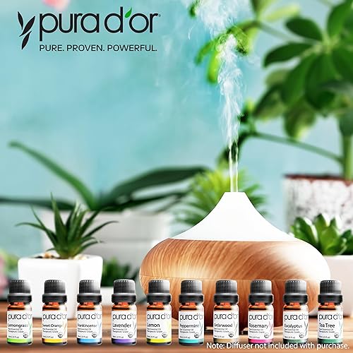 PURA DOR ORGANIC ESSENTIAL OILS SET 10X10ML PURE AROMATHERAPY GIFT, RELAXATION WELLNESS