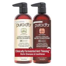 PURA D OR BIOTIN SHAMPOO CONDITIONER SET FOR THINNING HAIR, SULFATE FREE, 16OZ EACH, 2 PACK