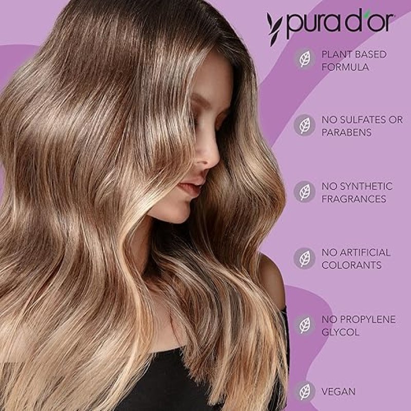PURA D OR ACV SHAMPOO CONDITIONER SET, BIOTIN KERATIN, THIN2THICK, 16OZ X2, ALL HAIR TYPES