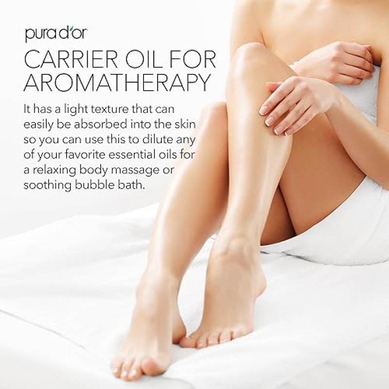 PURA DOR ORGANIC SWEET ALMOND OIL 16OZ COLD PRESSED, USDA CERTIFIED, PURE FOR HAIR SKIN