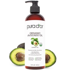 PURA DOR ORGANIC AVOCADO OIL 16OZ 100 PURE COLD PRESSED USDA CARRIER OIL FOR SKIN HAIR