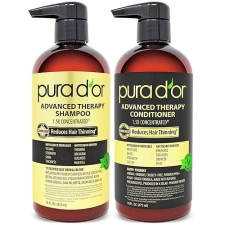PURA DOR BIOTIN SHAMPOO CONDITIONER SET FOR THINNING HAIR, CLINICALLY PROVEN, 16OZ X2
