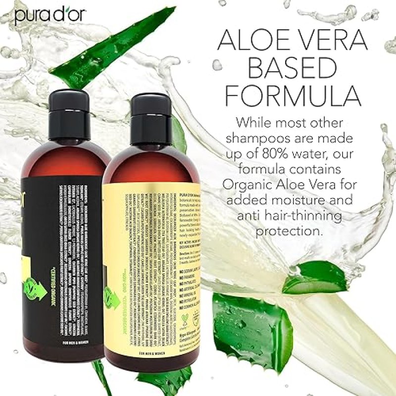 PURA DOR BIOTIN SHAMPOO CONDITIONER SET FOR THINNING HAIR, CLINICALLY PROVEN, 16OZ X2
