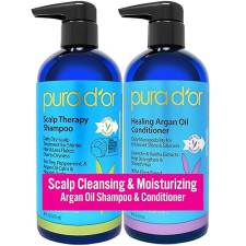 PURA DOR SCALP THERAPY SHAMPOO CONDITIONER SET - ITCHY SCALP RELIEF, TEA TREE, BIOTIN, 16OZ
