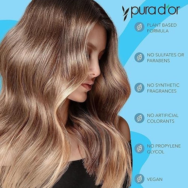 PURA DOR SCALP THERAPY SHAMPOO CONDITIONER SET - ITCHY SCALP RELIEF, TEA TREE, BIOTIN, 16OZ