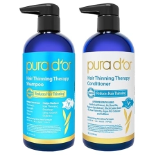 PURA DOR BIOTIN SHAMPOO CONDITIONER SET FOR THINNING HAIR, CLINICALLY TESTED, 16OZ X 2