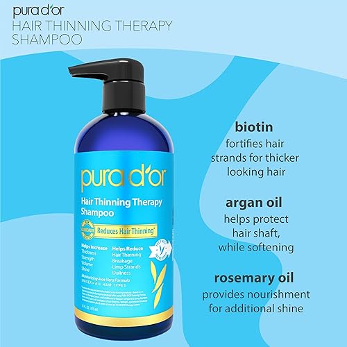 PURA DOR BIOTIN SHAMPOO CONDITIONER SET FOR THINNING HAIR, CLINICALLY TESTED, 16OZ X 2