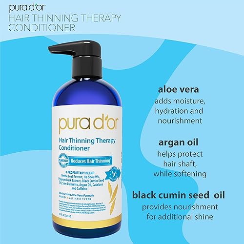 PURA DOR BIOTIN SHAMPOO CONDITIONER SET FOR THINNING HAIR, CLINICALLY TESTED, 16OZ X 2