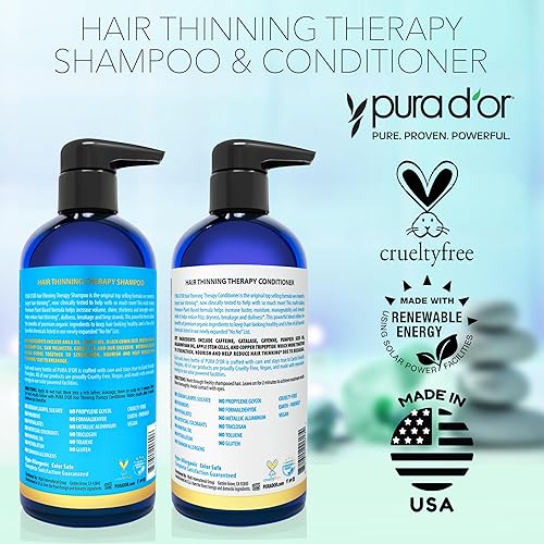 PURA DOR BIOTIN SHAMPOO CONDITIONER SET FOR THINNING HAIR, CLINICALLY TESTED, 16OZ X 2