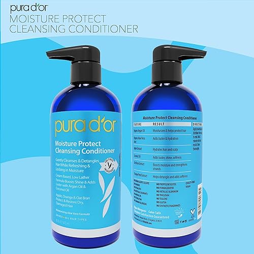 PURA DOR MOISTURE PROTECT CLEANSING CONDITIONER 16OZ ARGAN OIL, SULFATE-FREE, ALL HAIR TYPES