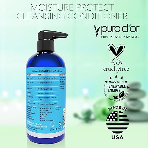 PURA DOR MOISTURE PROTECT CLEANSING CONDITIONER 16OZ ARGAN OIL, SULFATE-FREE, ALL HAIR TYPES
