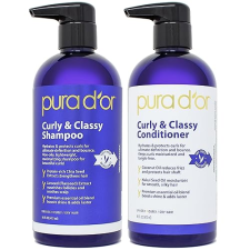 PURA DOR CURLY CLASSY SHAMPOO CONDITIONER SET FOR DEFINED CURLS WITH ARGAN COCONUT OILS