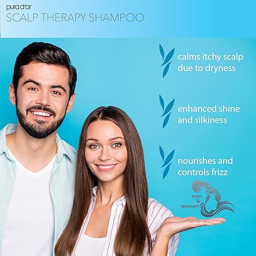 PURA DOR THERAPY SHAMPOO 16OZ HYDRATING SCALP CARE FOR ITCHY, FLAKY SCALP WITH TEA TREE ARGAN OIL