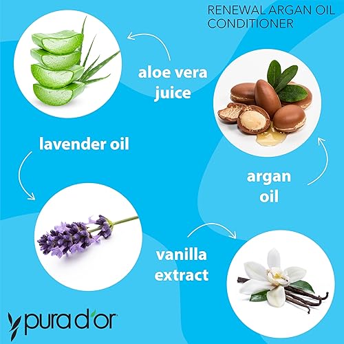 PURA DOR ARGAN OIL CONDITIONER 16OZ SULFATE-FREE, HYDRATING, FRIZZ CONTROL, COLOR-SAFE, FOR DRY HAIR