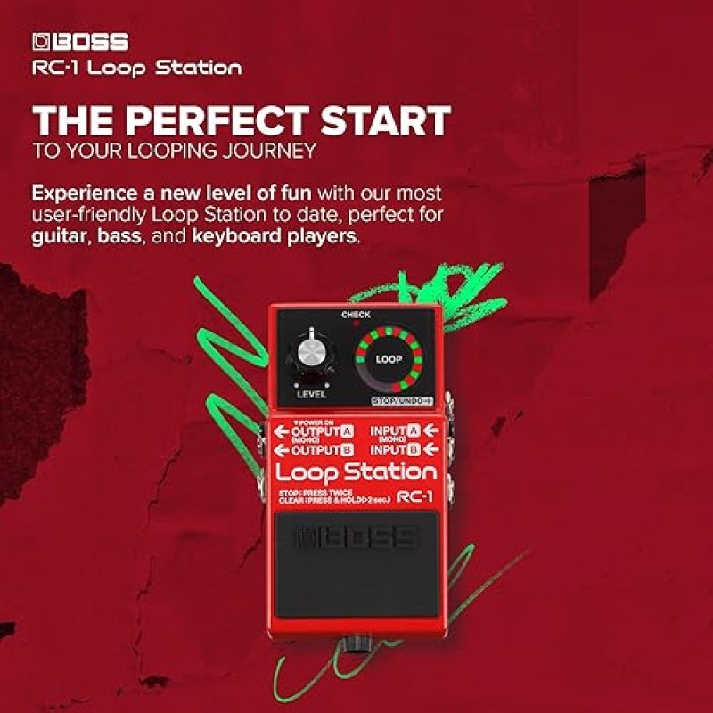 BOSS RC-1 LOOP STATION PEDAL SIMPLE LOOPER FOR GUITAR, BASS, KEYBOARD, 12 MIN RECORDING
