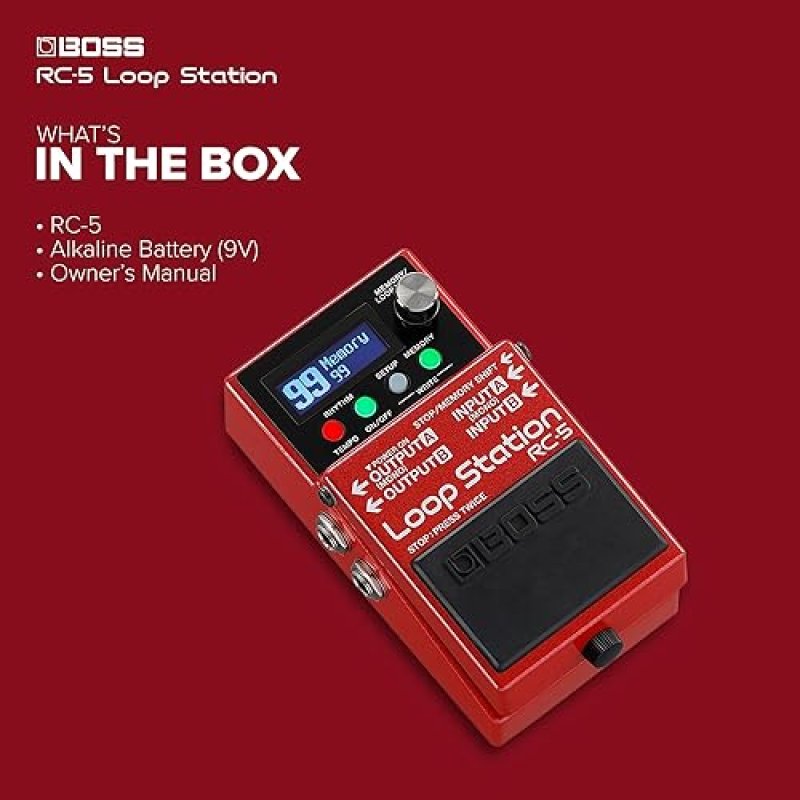 BOSS RC-5 LOOP STATION PEDAL 32-BIT AUDIO, 13-HOUR RECORDING, MULTI-COLOR LCD, MIDI USB