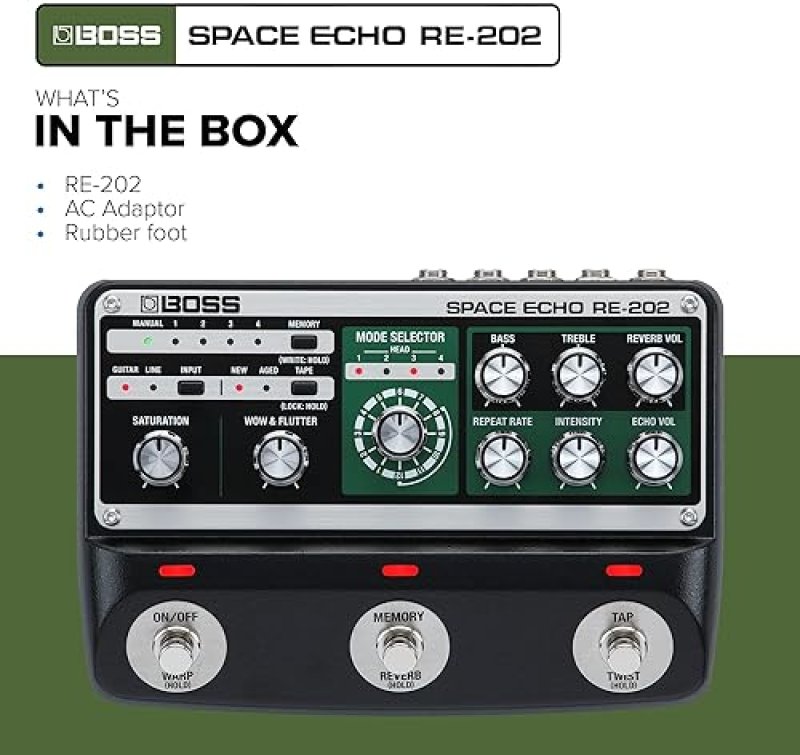 BOSS RE-202 SPACE ECHO PEDAL TAPE ECHO, DELAY SPRING REVERB, TRUE STEREO, ROLAND RE-201 REISSUE