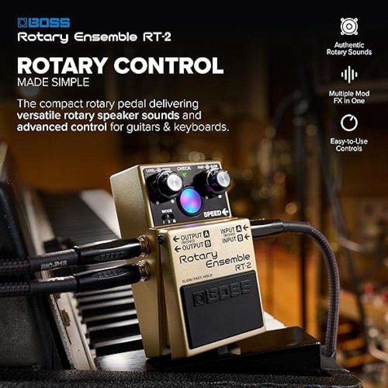 BOSS RT-2 ROTARY ENSEMBLE PEDAL AUTHENTIC ROTARY SPEAKER FX FOR GUITAR KEYBOARD, 3 MODES, EXPANDED I
