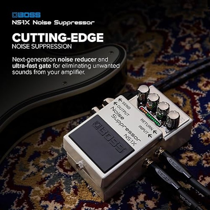 BOSS NS-1X NOISE SUPPRESSOR PEDAL WITH MDP TECHNOLOGY, ULTRA-FAST GATE SEND RETURN LOOP