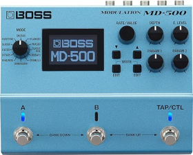 BOSS MD-500 MODULATION GUITAR EFFECTS PEDAL, STANDARD, BLUE MULTI-EFFECTS FOR ELECTRIC GUITAR