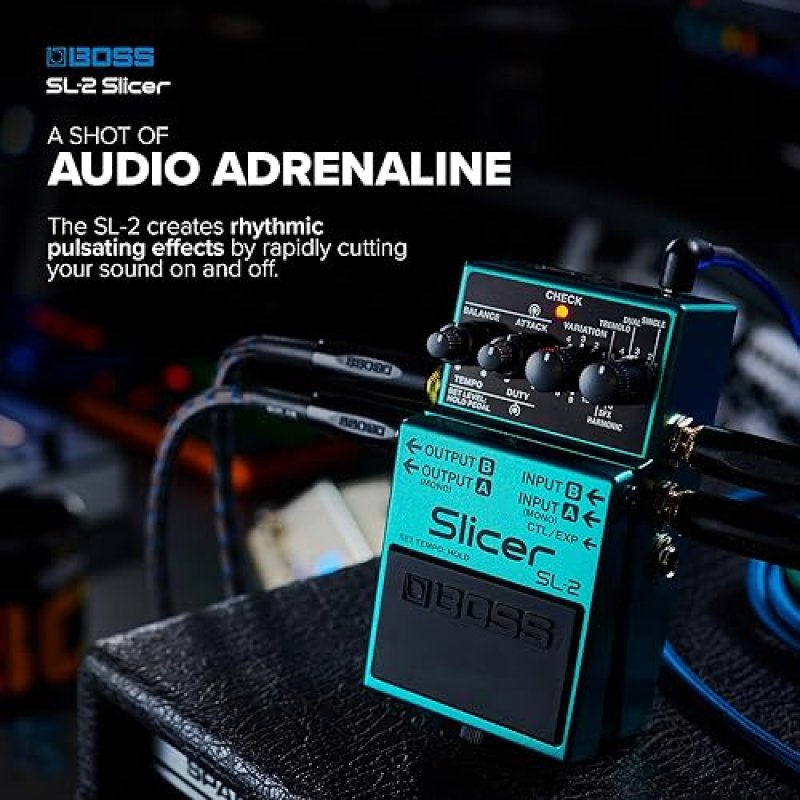 BOSS SL-2 SLICER COMPACT STEREO PEDAL FOR GUITAR, KEYBOARD DJ 88 PATTERNS, PULSATING GROOVES