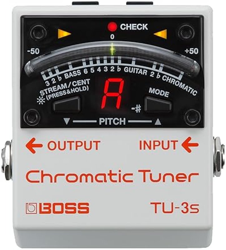 BOSS TU-3S COMPACT CHROMATIC TUNER PEDAL FOR GUITAR BASS, LED METER, ACCU-PITCH, PRO QUALITY