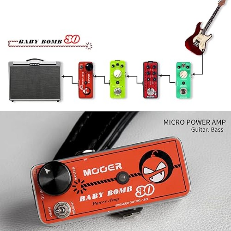 MOOER BABY BOMB 30 30W MICRO GUITAR POWER AMP PEDAL, COMPACT AMPLIFIER FOR ELECTRIC GUITAR