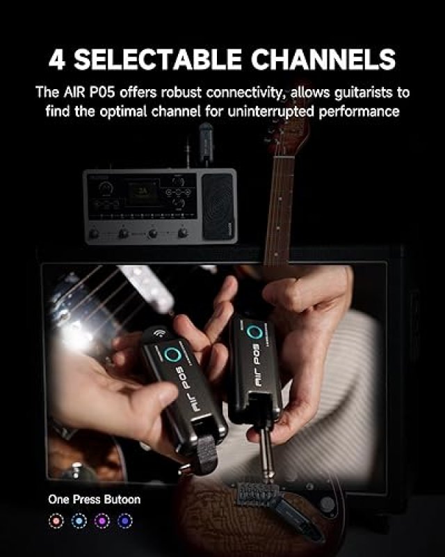 MOOER AIR P05 WIRELESS GUITAR SYSTEM, TRANSMITTER RECEIVER FOR ELECTRIC ACOUSTIC BASS AMPLIFIER