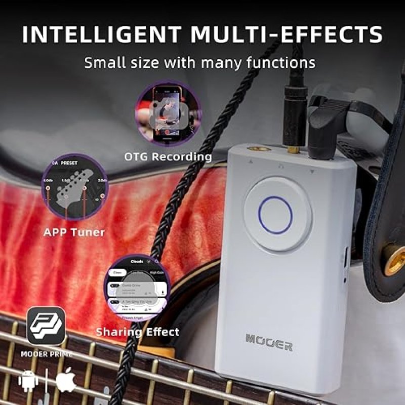 MOOER PRIME P1 MULTI-EFFECTS PROCESSOR HEADPHONE AMP FOR BASS GUITAR, 126 EFFECTS, TUNER, METRONOME