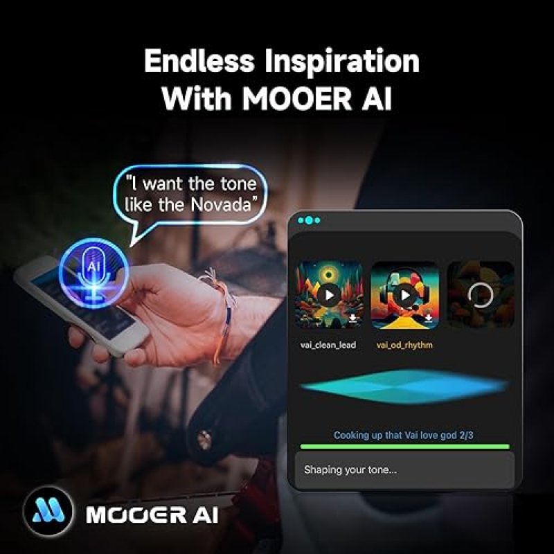 MOOER F15I 15W AI SMART GUITAR AMP, TOUCHSCREEN, 55 AMP MODELS, 66 EFFECTS, 6H PLAYTIME