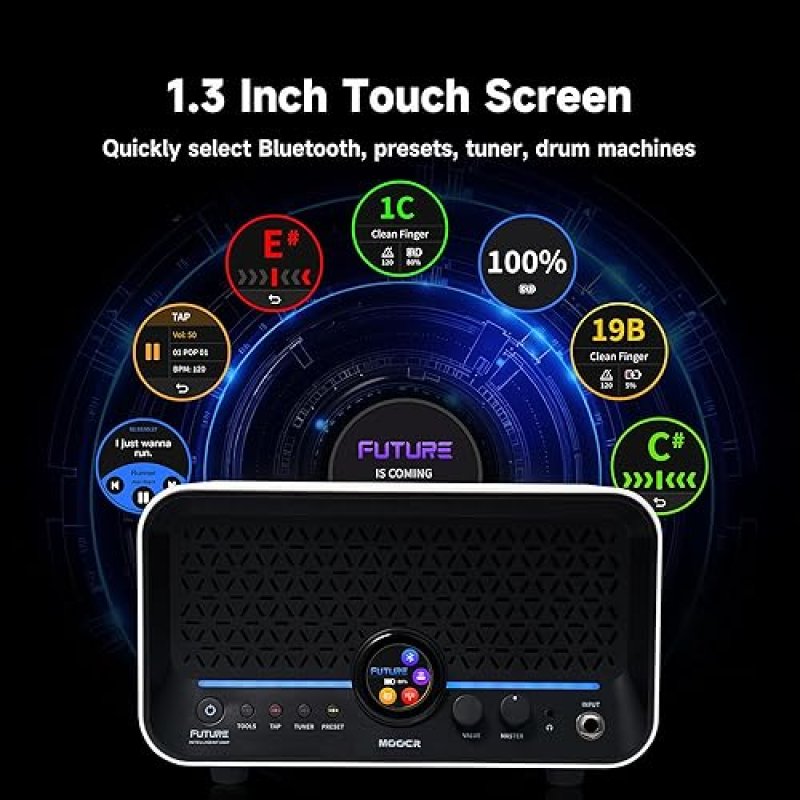 MOOER F15I 15W AI SMART GUITAR AMP, TOUCH SCREEN, 55 AMP MODELS, 66 EFFECTS, 6H PLAYTIME