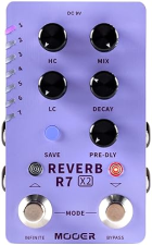 MOOER R7 X2 STEREO MULTI REVERB PEDAL 14 REVERB TYPES, HIGH LOW CUT, INFINITE, TRAIL-ON FUNCTIONS