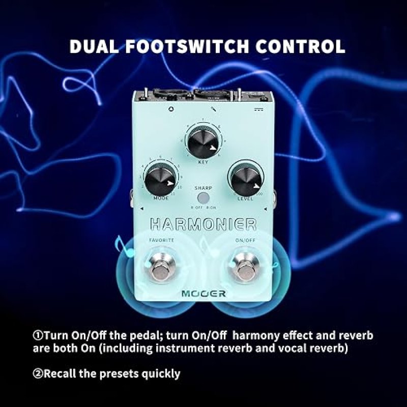 MOOER HARMONIER MVP2 VOCAL EFFECTS PROCESSOR PEDAL FOR GUITAR, SINGING, LIVE STREAMING RECORDING