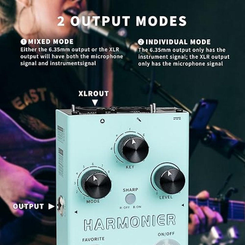 MOOER HARMONIER MVP2 VOCAL EFFECTS PROCESSOR PEDAL FOR GUITAR, SINGING, LIVE STREAMING RECORDING