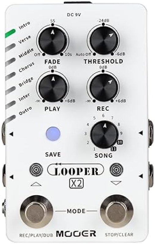 MOOER LOOPER X2 STEREO GUITAR LOOPER PEDAL, 300MIN, 77 SLOTS, FADE OUT, FOR ELECTRIC BASS ACOUSTIC