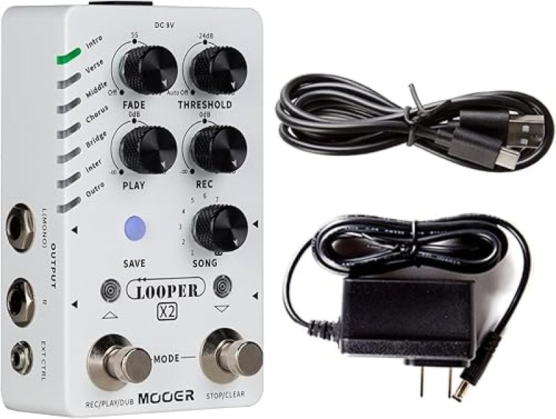 MOOER LOOPER X2 STEREO GUITAR LOOPER PEDAL, 300MIN, 77 SLOTS, FADE OUT, FOR ELECTRIC BASS ACOUSTIC