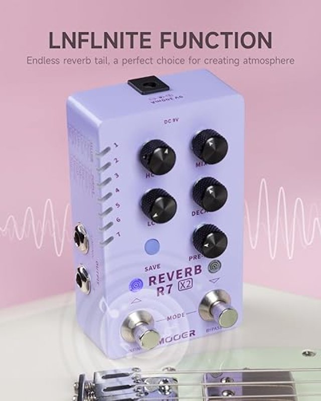 MOOER R7 X2 STEREO MULTI REVERB PEDAL 14 TYPES, HIGH LOW CUT, INFINITE TRAIL-ON FUNCTIONS