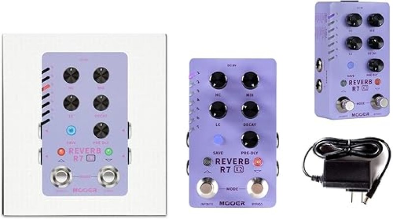 MOOER R7 X2 STEREO MULTI REVERB PEDAL 14 TYPES, HIGH LOW CUT, INFINITE TRAIL-ON FUNCTIONS