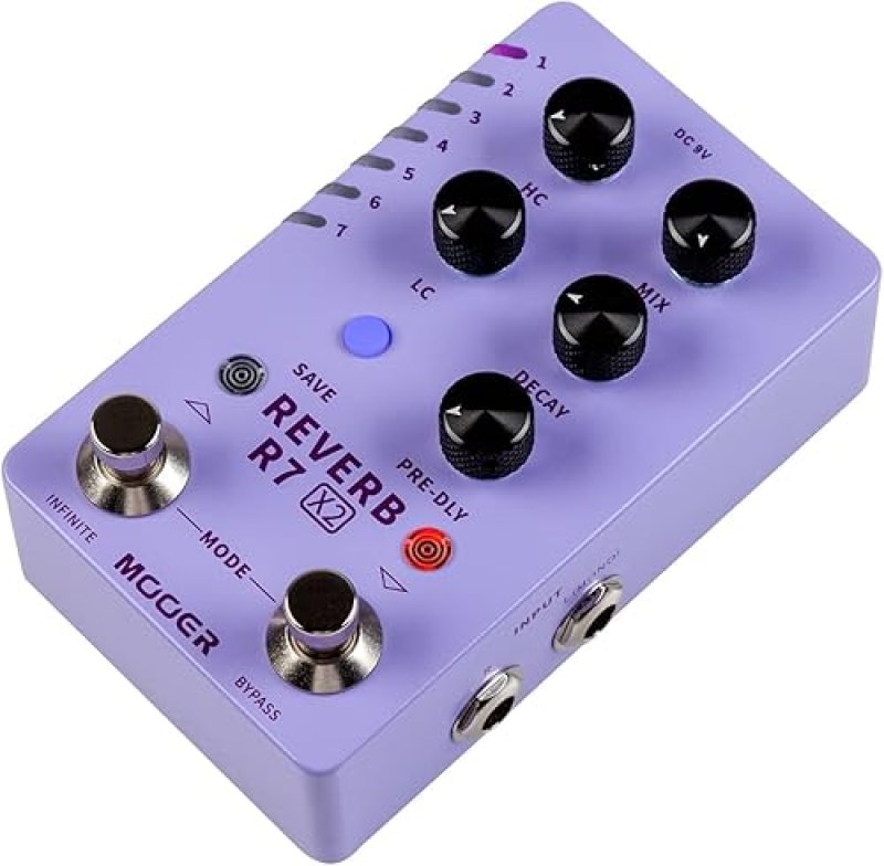 MOOER R7 X2 STEREO MULTI REVERB PEDAL 14 TYPES, HIGH LOW CUT, INFINITE TRAIL-ON FUNCTIONS